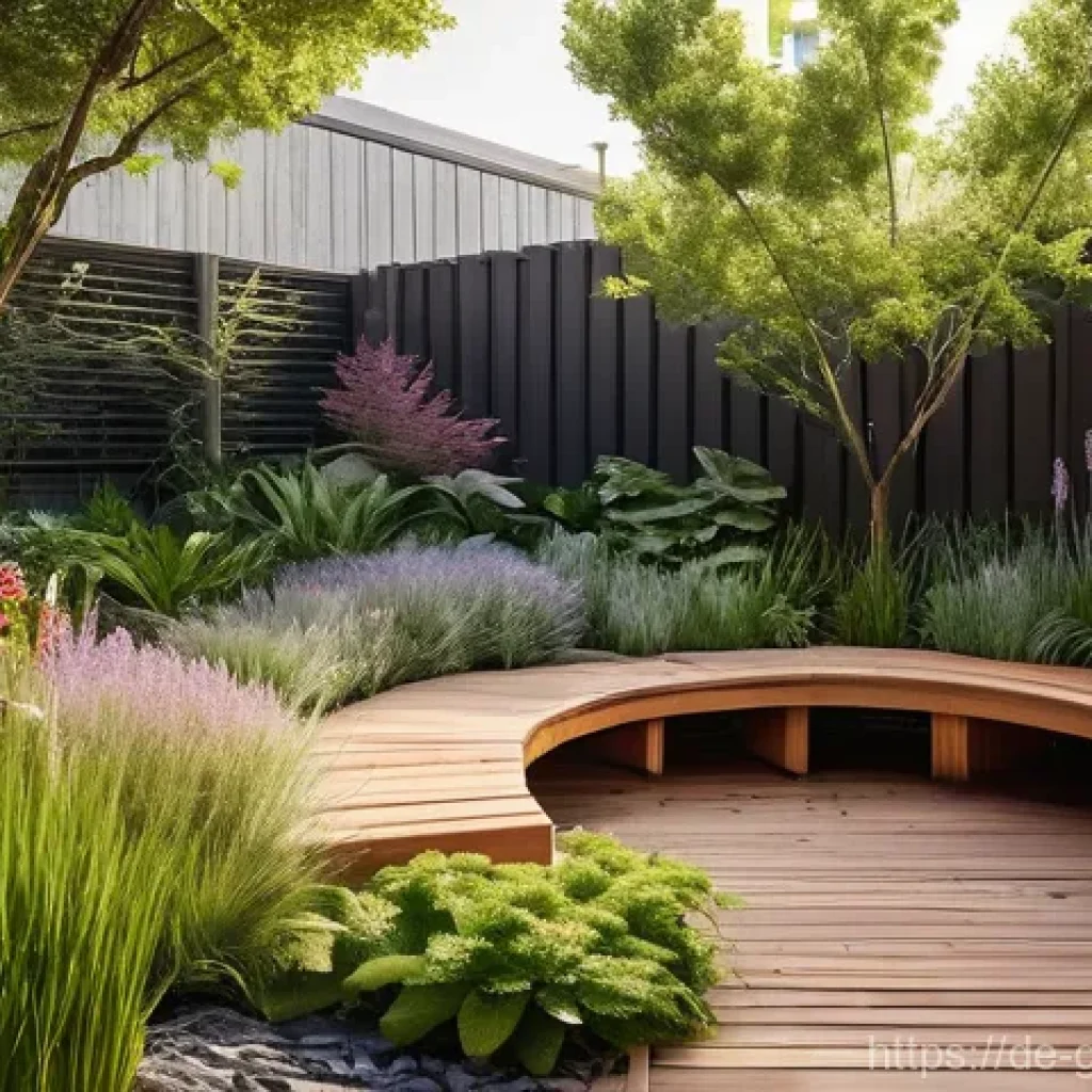 원예디자이너 취업 트렌드 - **Sustainable Urban Oasis with a Modern Touch**
    A vibrant, climate-resilient urban garden on a s...
