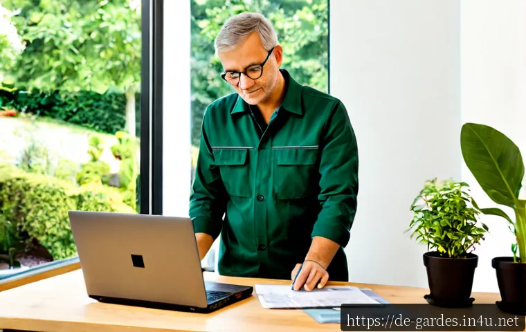 원예디자이너 연봉 현실 - Photorealistic editorial scene in a German garden design studio, a middle-aged horticultural designe...